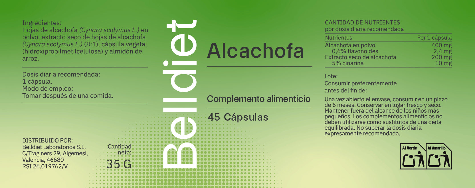 ALCACHOFA 45 CAPS VEGETALES Alta concentración