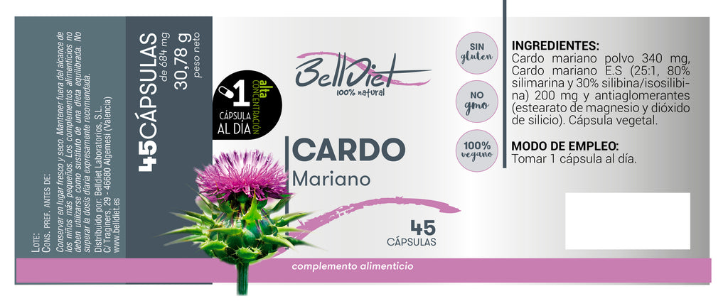 CARDO MARIANO 45 CAPS VEGETALES Alta concentración