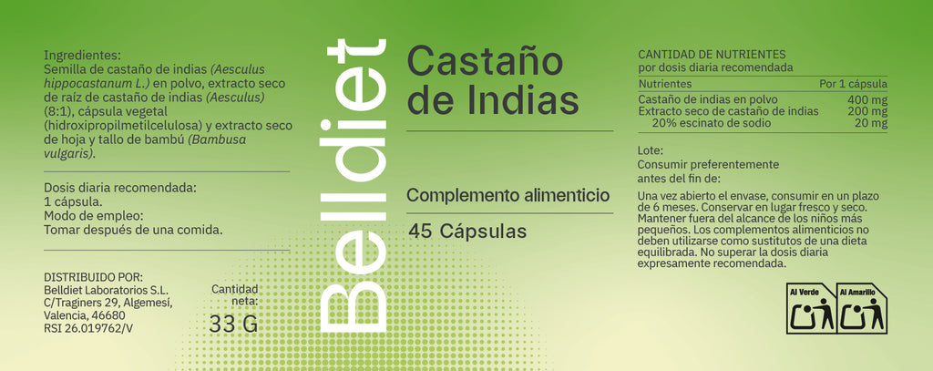 CASTAÑO DE INDIAS 45 CAPS VEGETALES Alta concentración