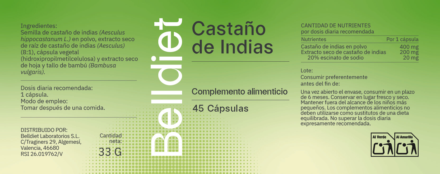 CASTAÑO DE INDIAS 45 CAPS VEGETALES Alta concentración