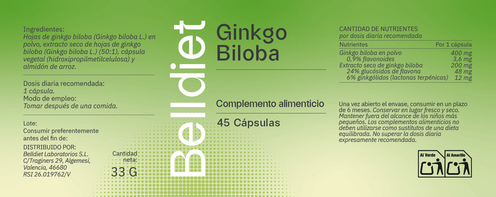GINKGO BILOBA 45 CAPS VEGETALES Alta concentración
