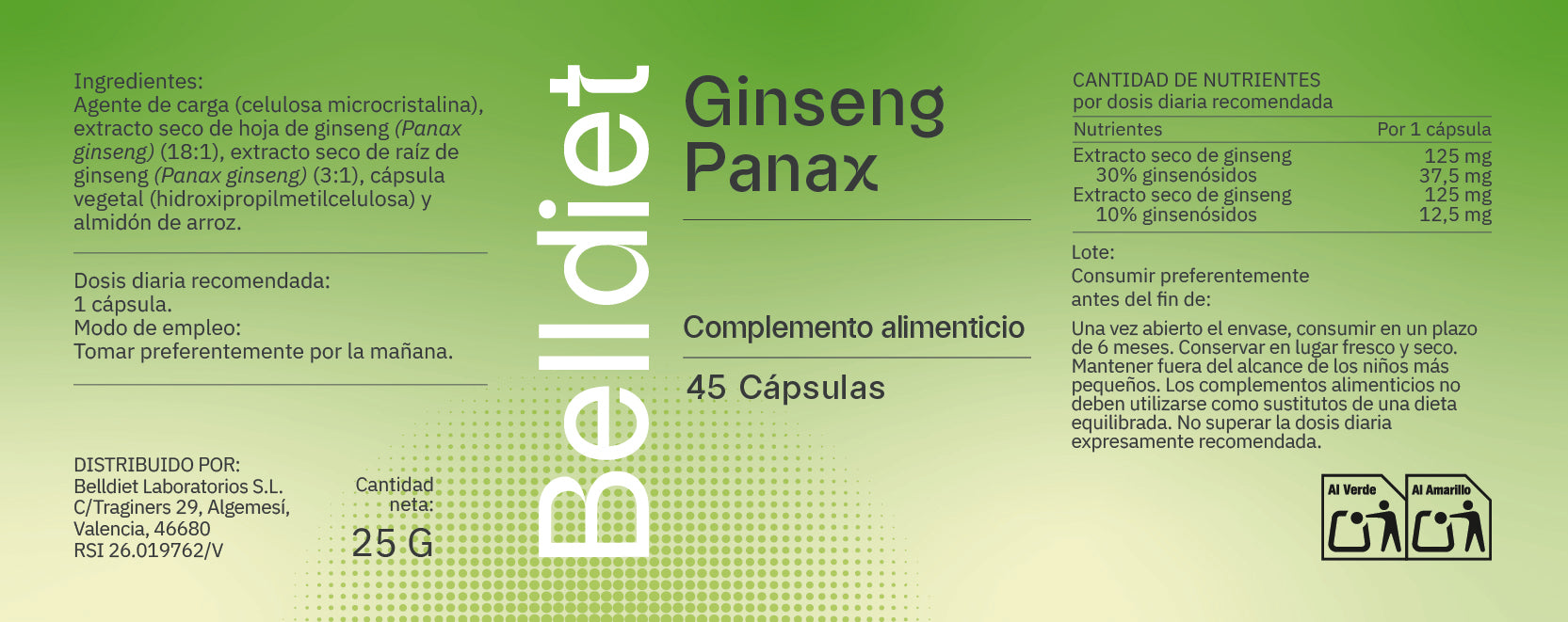 GINSENG PANAX 45 CAPS VEGETALES Alta concentración