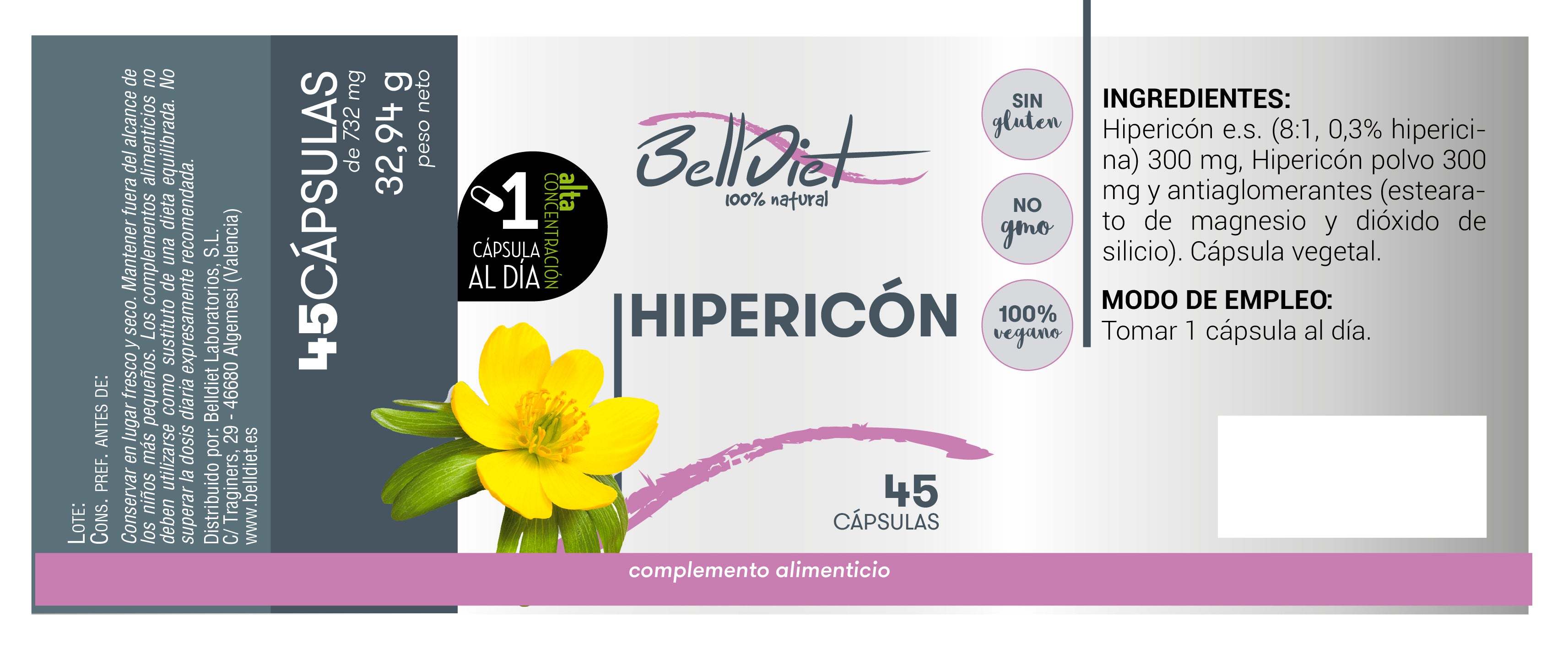 HIPERICO 45 CAPS VEGETALES Alta concentración