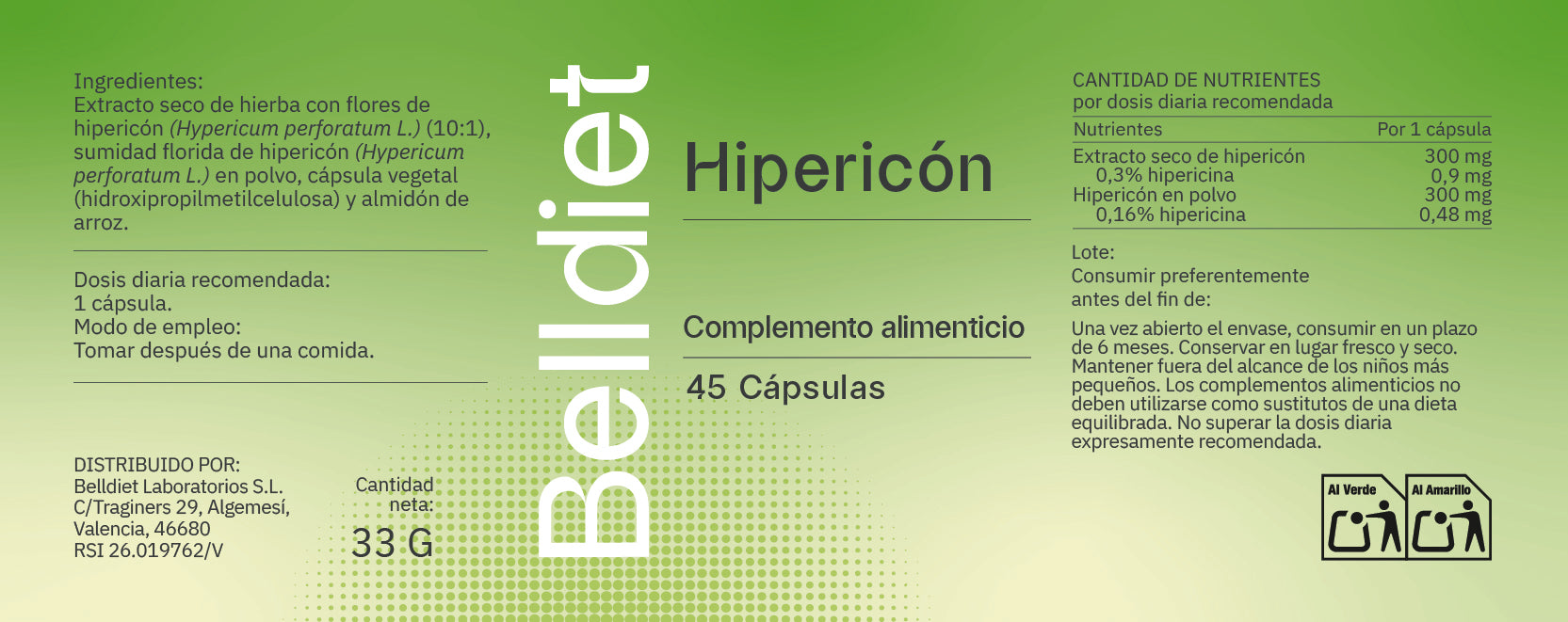 HIPERICO 45 CAPS VEGETALES Alta concentración
