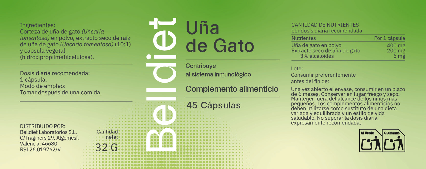 UÑA DE GATO 45 CAPS VEGETALES Alta concentración