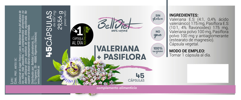 VALERIANA Y PASIFLORA 45 CAPS VEGET Alta concentración
