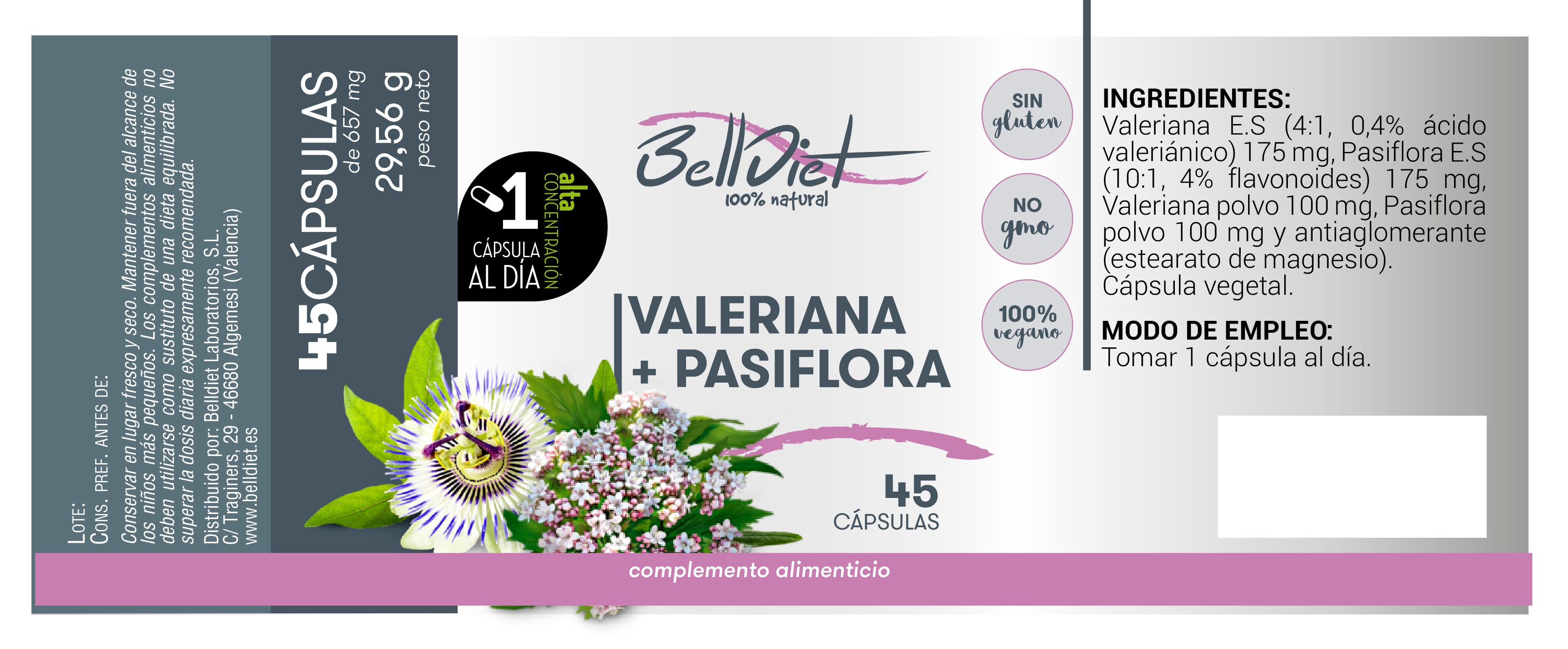 VALERIANA Y PASIFLORA 45 CAPS VEGET Alta concentración
