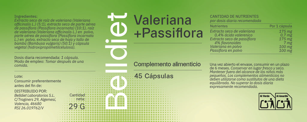 VALERIANA Y PASIFLORA 45 CAPS VEGET Alta concentración