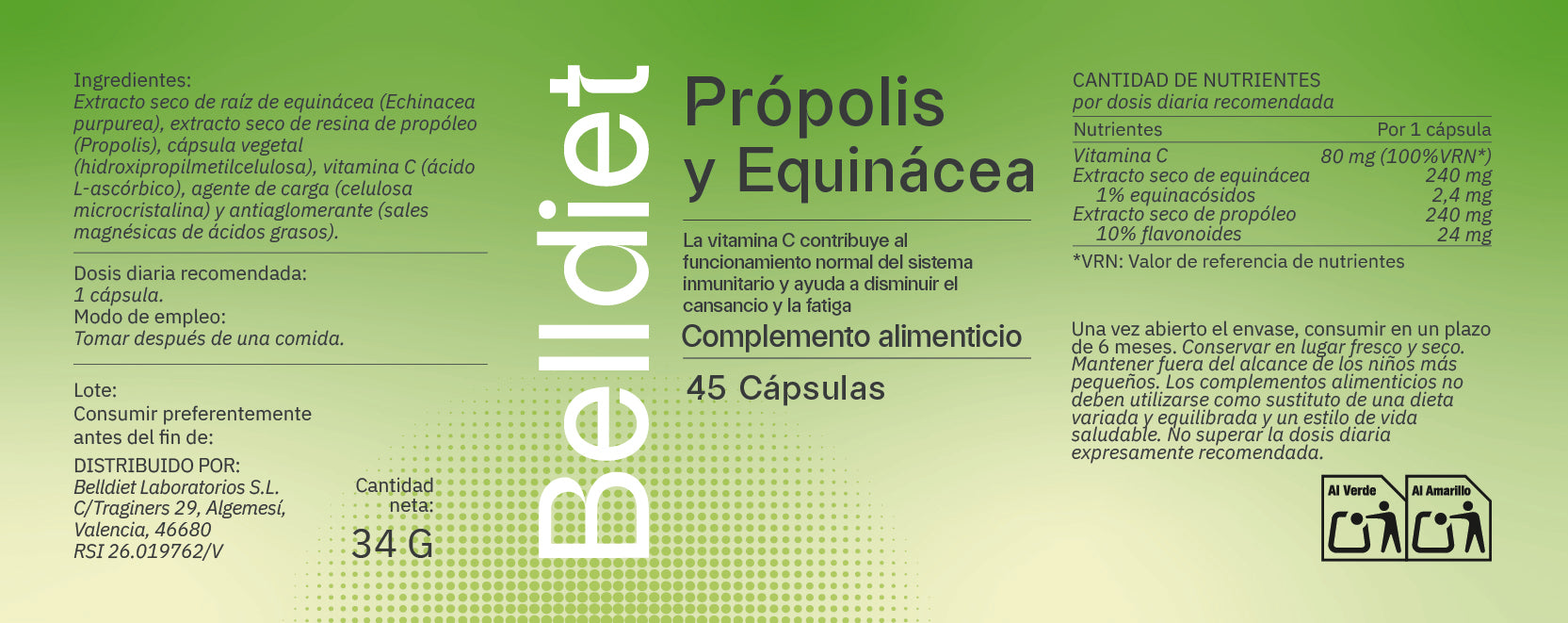PROPOLIS + ECHINACEA 45 CAPS VEGETA Alta concentración