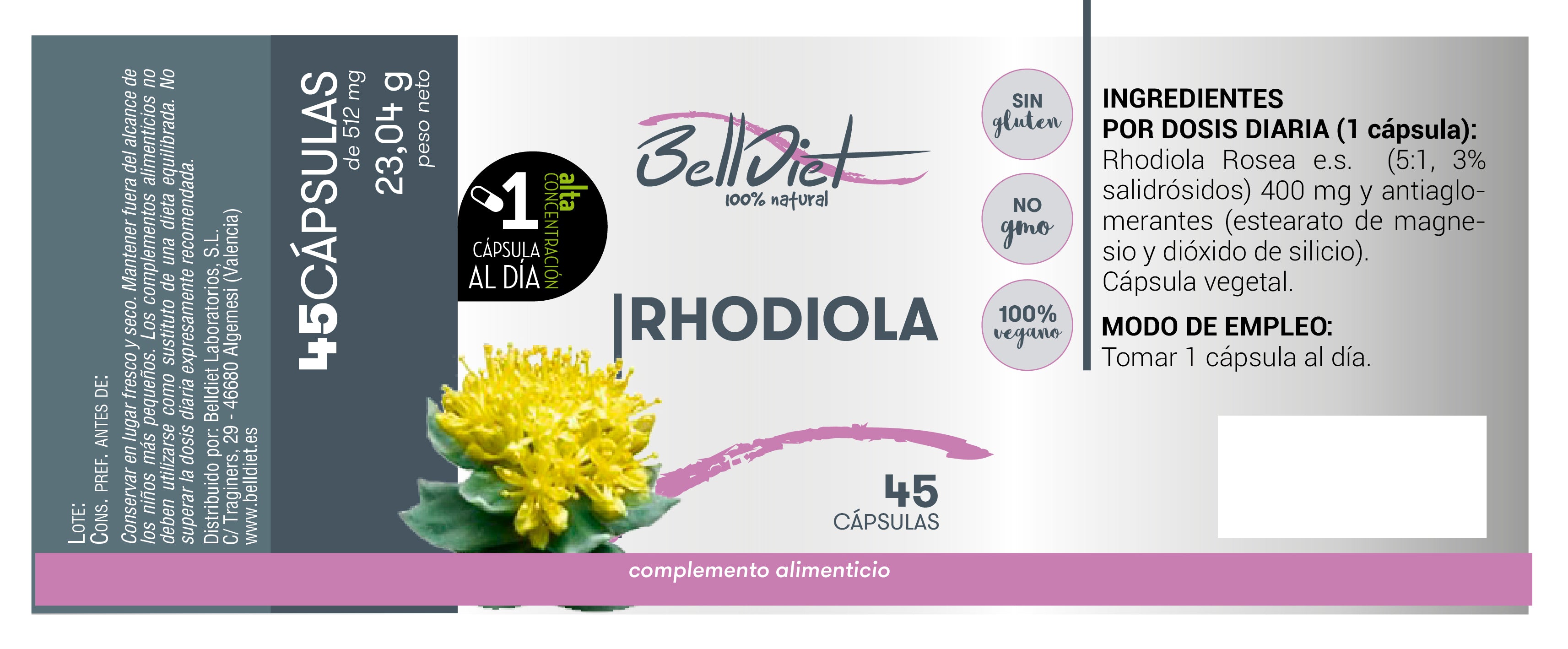 RHODIOLA 45 CAPS VEGETALES Alta concentración