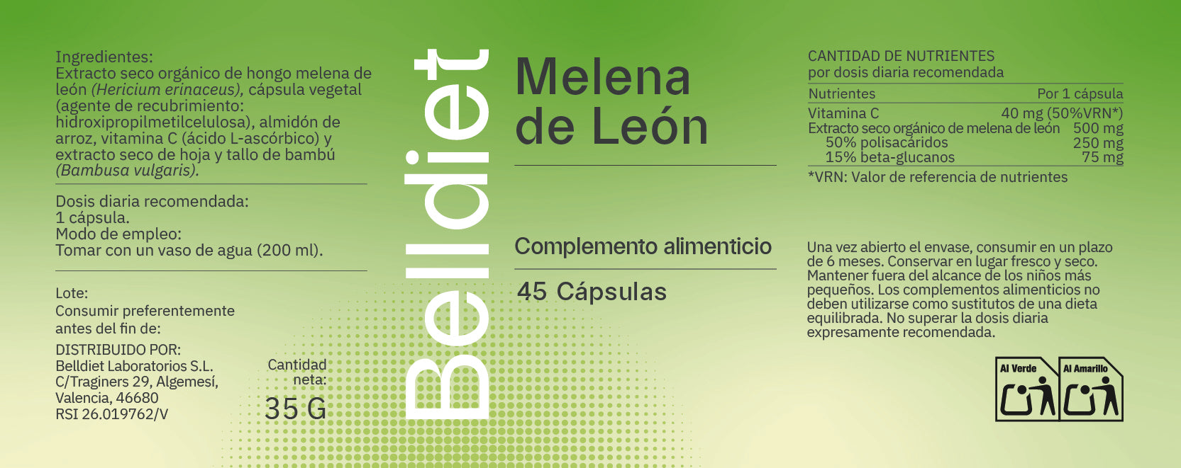 MELENA DE LEON 45 CAPS VEGETALES