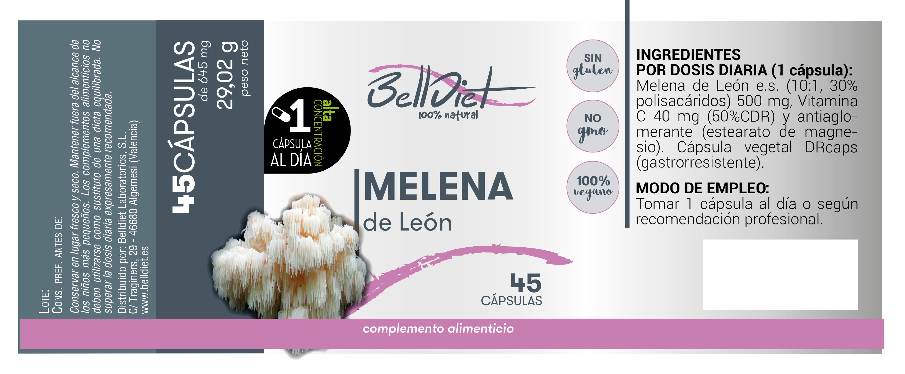 MELENA DE LEON 45 CAPS VEGETALES