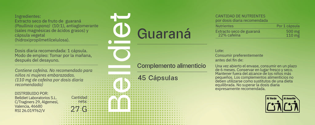 GUARANA 45 CAPS VEGETALES Alta concentración