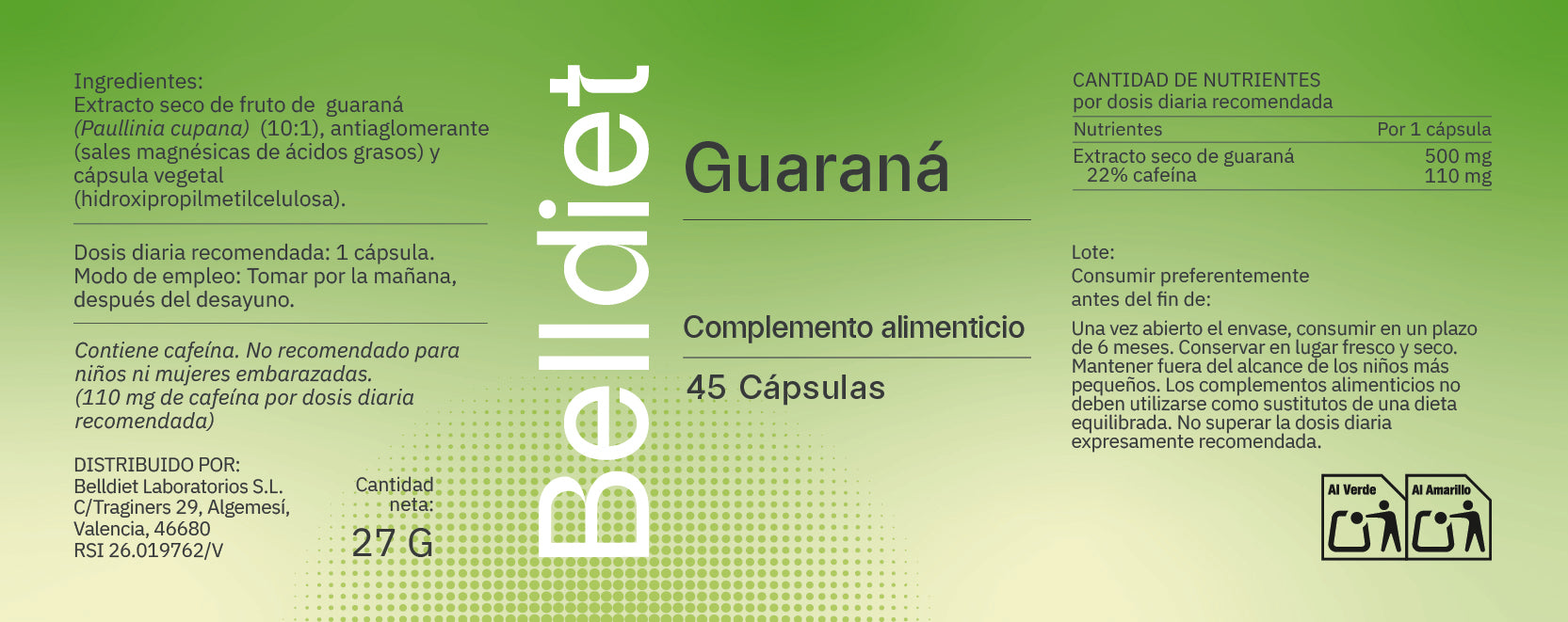 GUARANA 45 CAPS VEGETALES Alta concentración