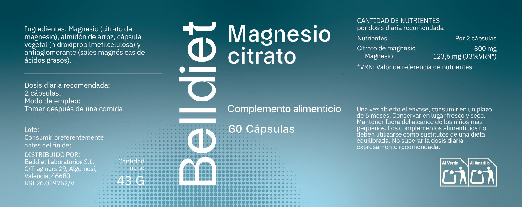 CITRATO MAGNESIO 60 CAPS VEGETALES