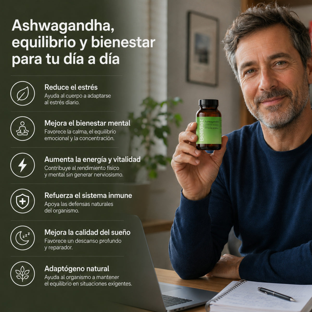 ASHWAGANDHA 300 MG 60 CAPS extracto seco 5% - 3