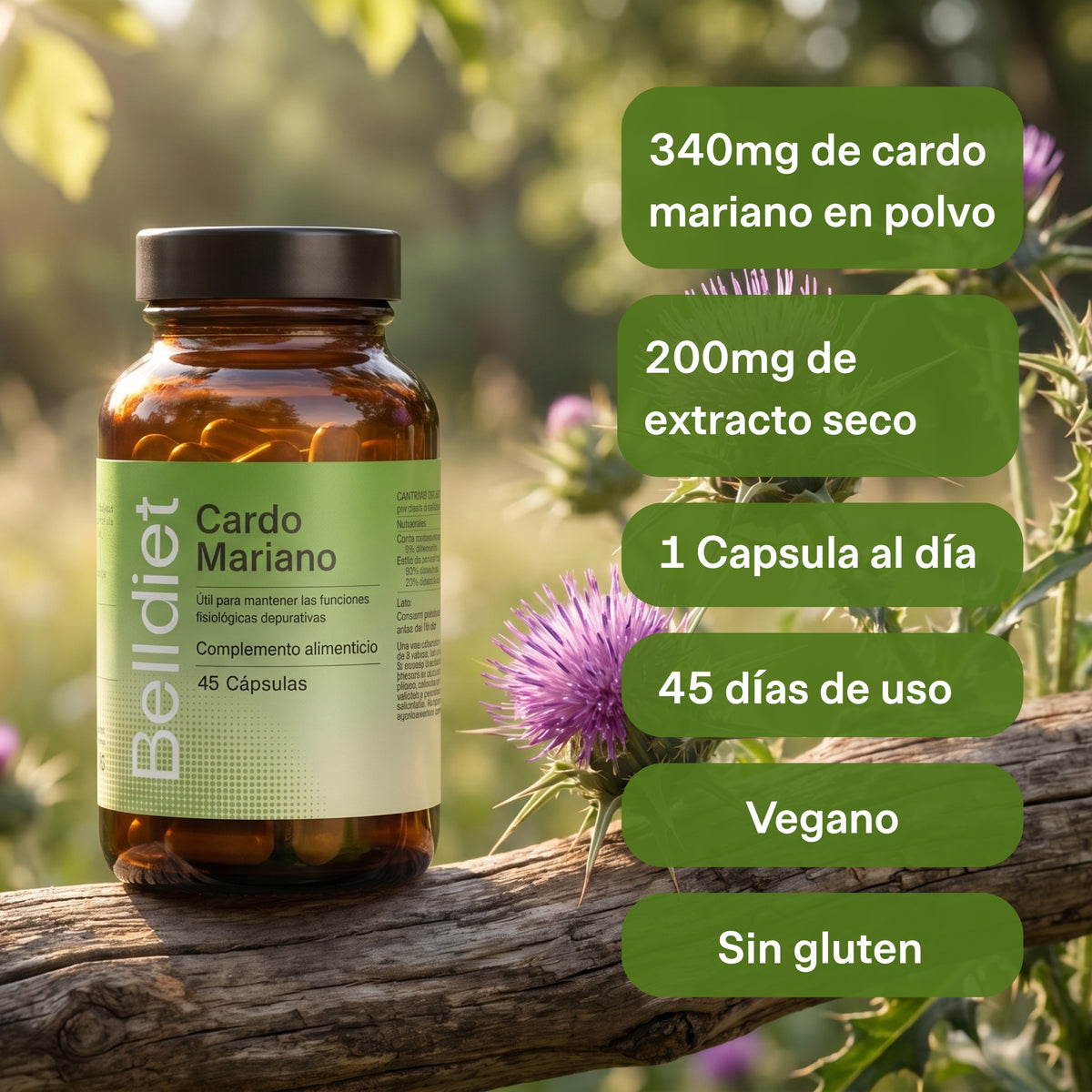 CARDO MARIANO 45 CAPS VEGETALES Alta concentración - 2