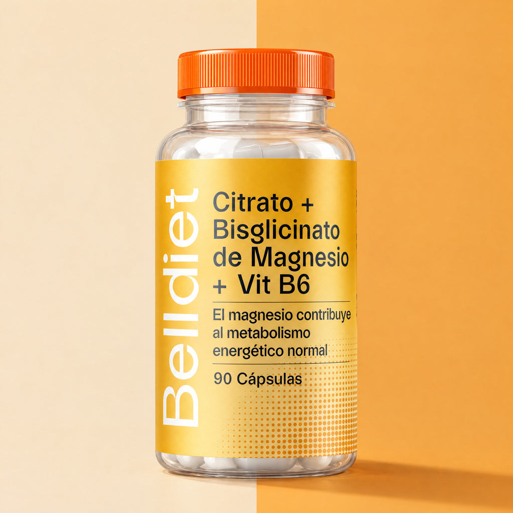 Citrato y Bisglicinato de Magnesio con Vitamina B6 de Belldiet, 90 cápsulas