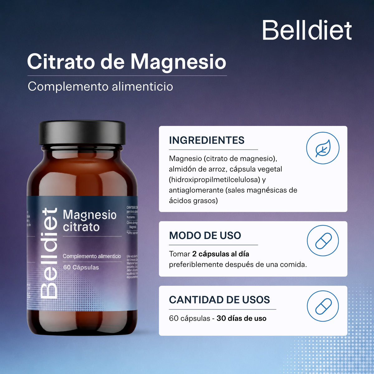 CITRATO MAGNESIO 60 CAPS VEGETALES - 4