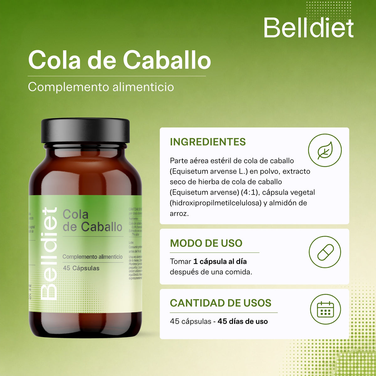 COLA DE CABALLO 45 CAPS VEGETALES Alta concentración - 4