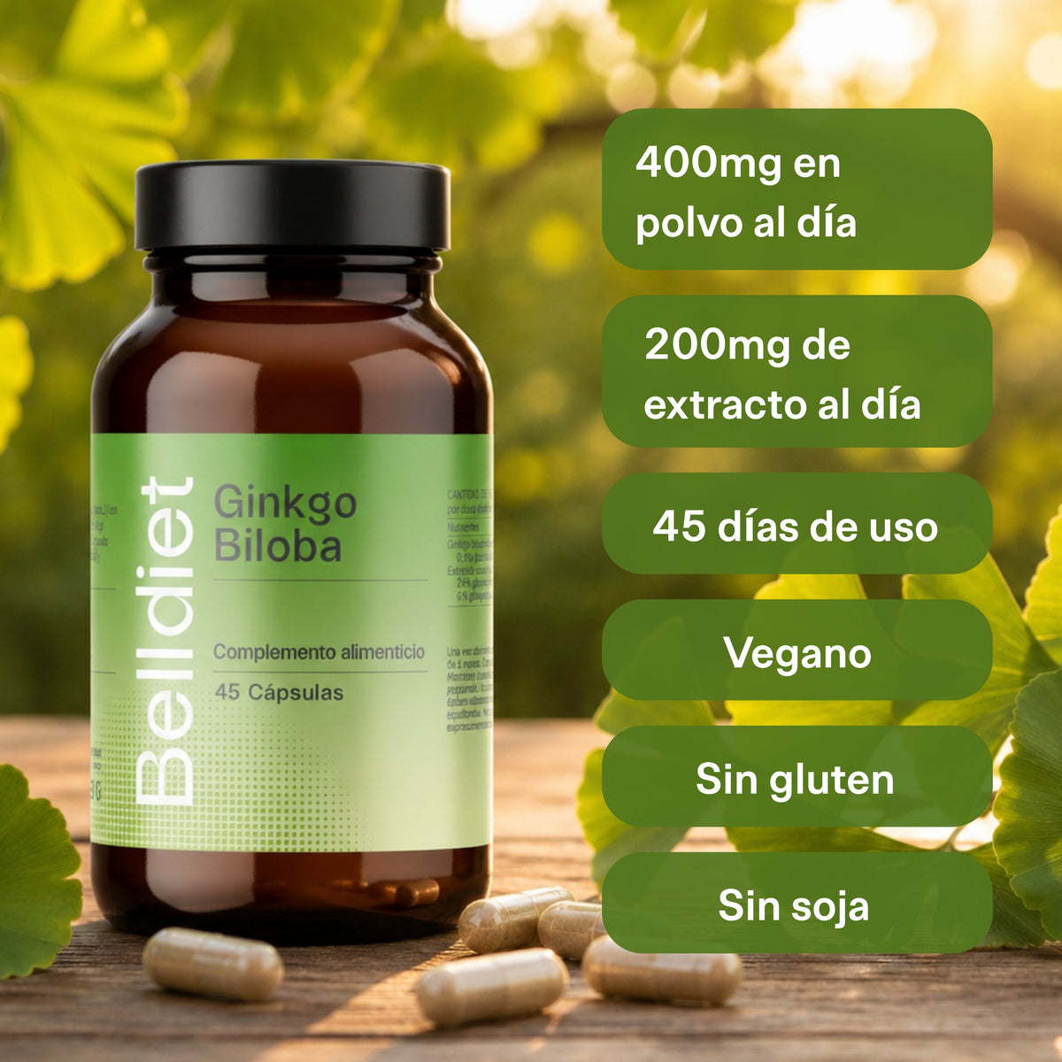 GINKGO BILOBA 45 CAPS VEGETALES Alta concentración - 2