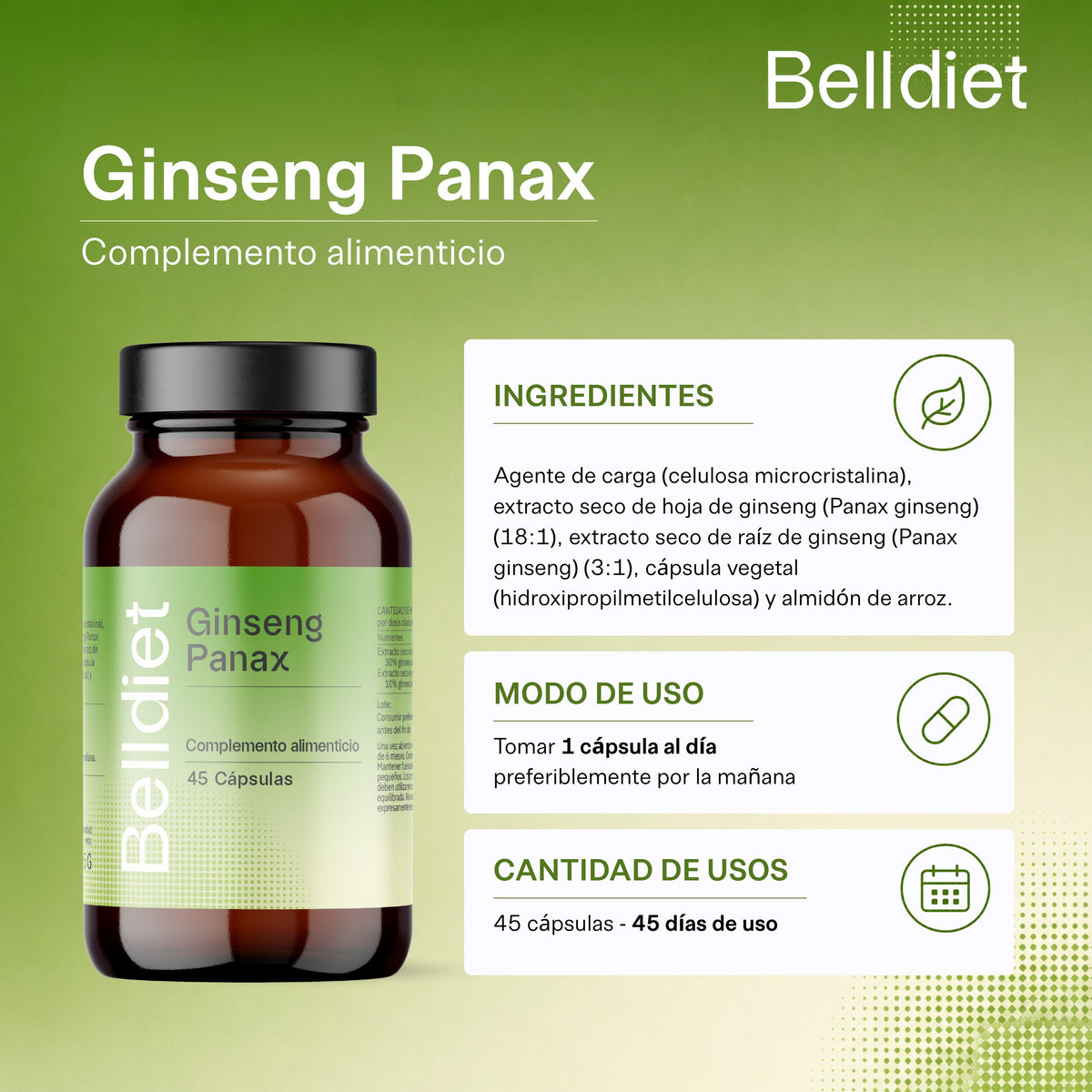 GINSENG PANAX 45 CAPS VEGETALES Alta concentración - 4