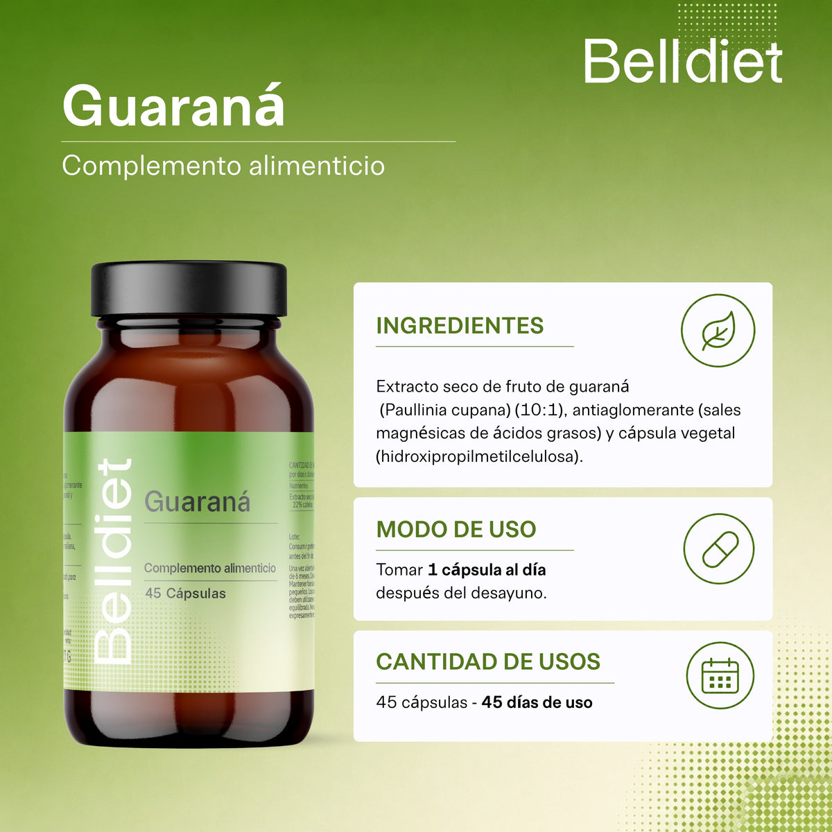 GUARANA 45 CAPS VEGETALES Alta concentración - 4