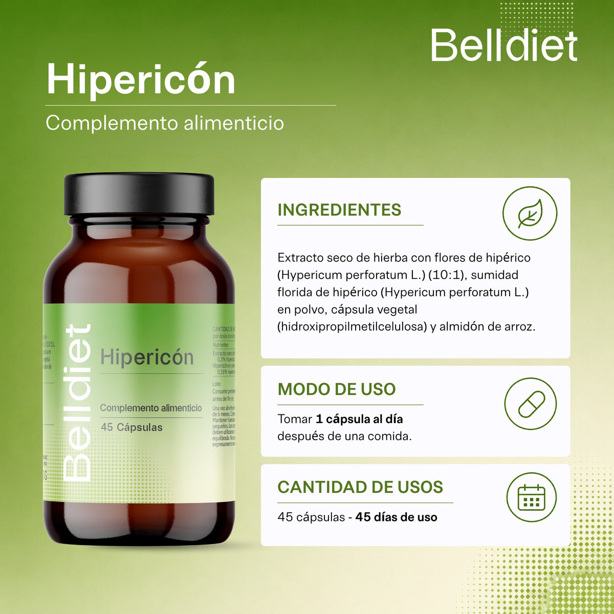 HIPERICO 45 CAPS VEGETALES Alta concentración - 4