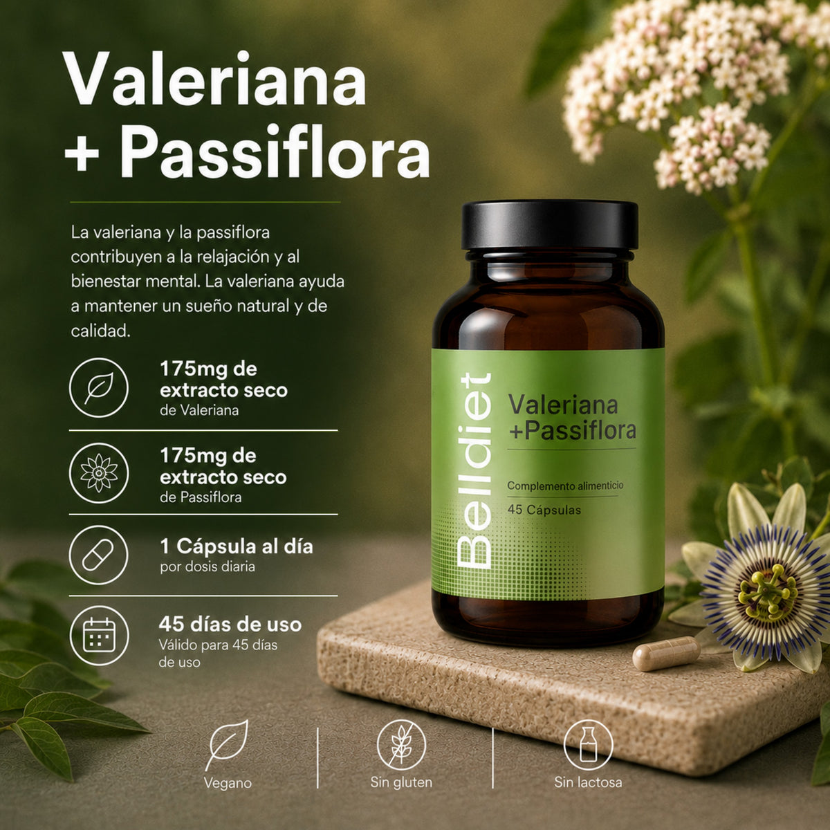 VALERIANA Y PASIFLORA 45 CAPS VEGET Alta concentración - 2