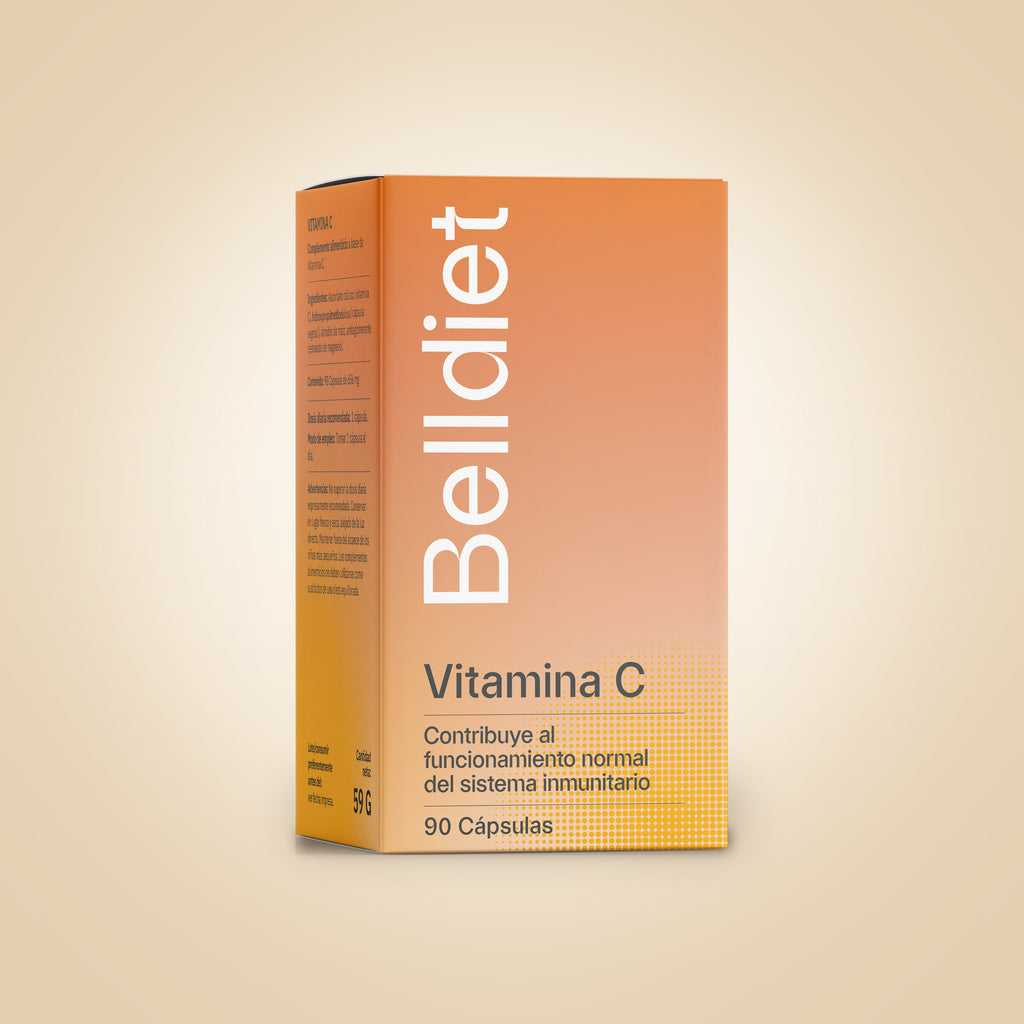 Caja de Belldiet Vitamina C ascorbato cálcico, 90 cápsulas